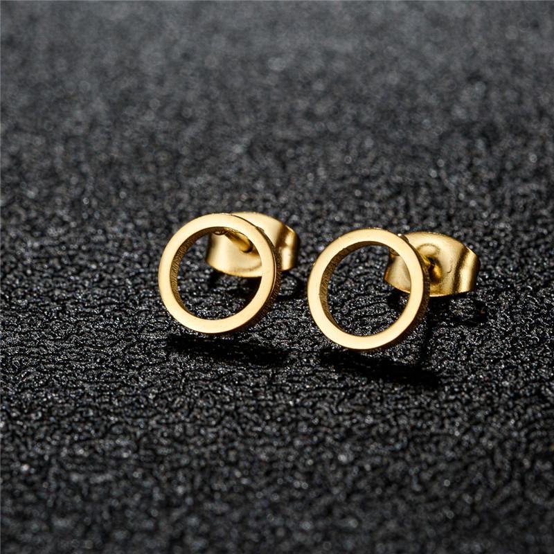 Stainless Steel Geometric Stud Earrings for Women Minimalist Circle Triangle Star Ear Studs Horseshoe U Shaped Earings oorbellen