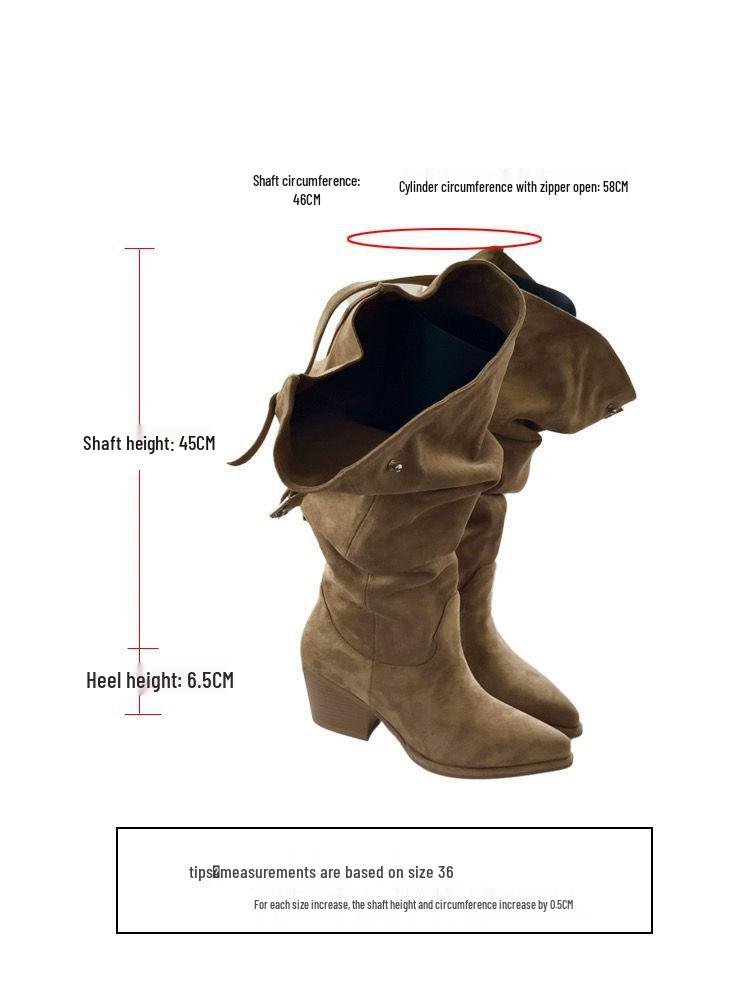 Stivali da Cavaliere Sottili con Tacco Alto Song Xixi 2025 Europei e Americani - Gambale Extra Largo, Tacco Chunky, Punta Sottile