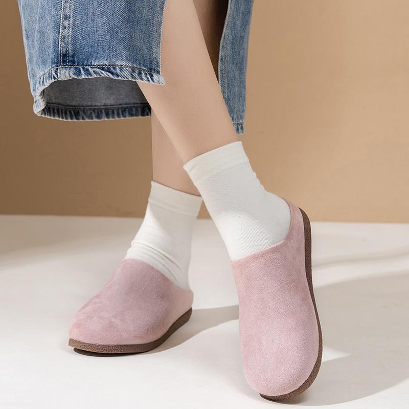 Móda 2025 Nové Dámské Ležérní Pantofle Jaro Nové Silná Podrážka Semišové Dřeváky Pantofle Módní Ploché Mulky Měkké Pohodlné Plážové Boty