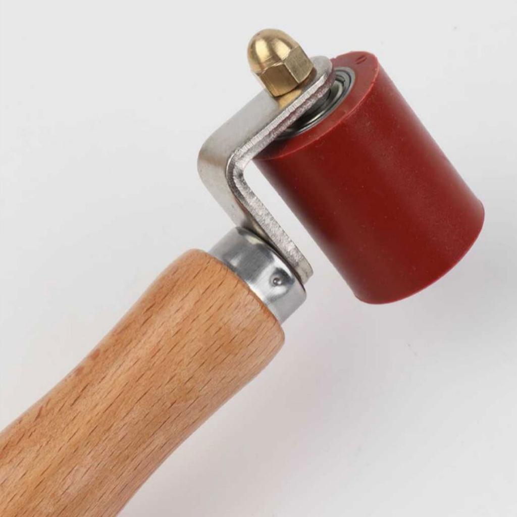 Upgrades Welding And Sealing Tool Rubber Pressure Roller with Wood Handle Pressure Roller Tool for Enhances Comfort