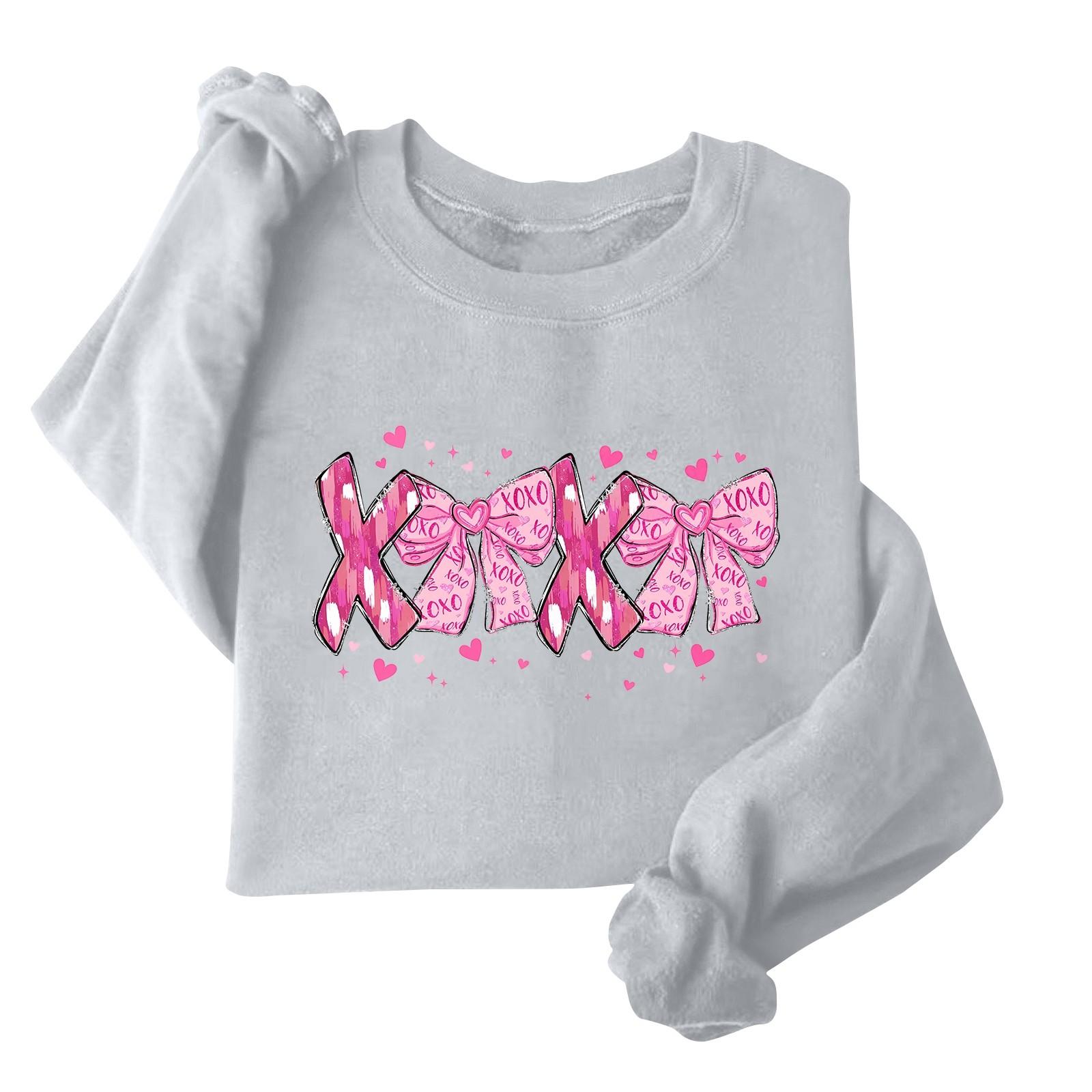 

Женская модная свободная толстовка с длинным рукавом и круглым вырезом с принтом ко Дню святого Валентина XXXL