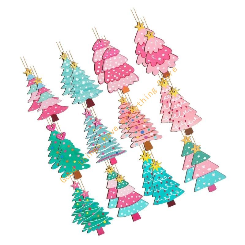 Wooden Christmas Tree Decorations Natural Handcrafted Holiday Ornament 55KF