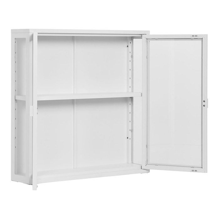 Vitrine murale - EBUY24 - KUBIX - 80x18x80 cm - Verre et métal blanc - 2 portes