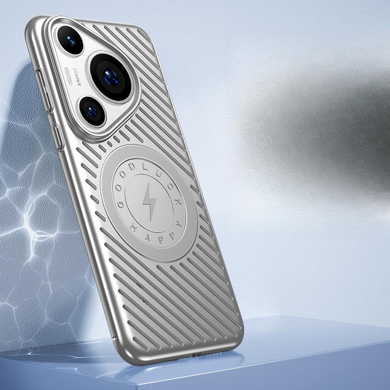 

Applicable To Huawei Pura70 Ultra Ice Armor Magnetic Heat Dissipation Mobile Phone Case Skin Feeling P70 Advanced Sense Anti-fall Protection Case Pura70pro+ серебряный