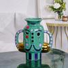 Creative Facial Makeup Ceramic Vase Ornaments, Living Room, Home, Desktop, Dry, Ornaments, Hand-painted, Colorful Flower Ware