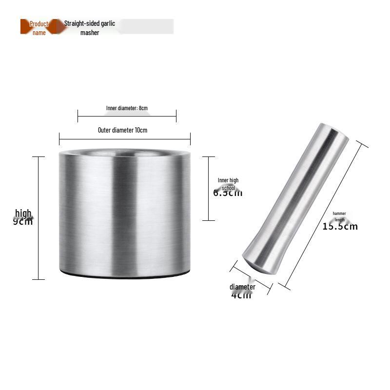 

304 Stainless Steel Manual Garlic Press & Grinder - Garlic Mortar, Pestle, Crusher, Paste Maker, Medicine Grinder.