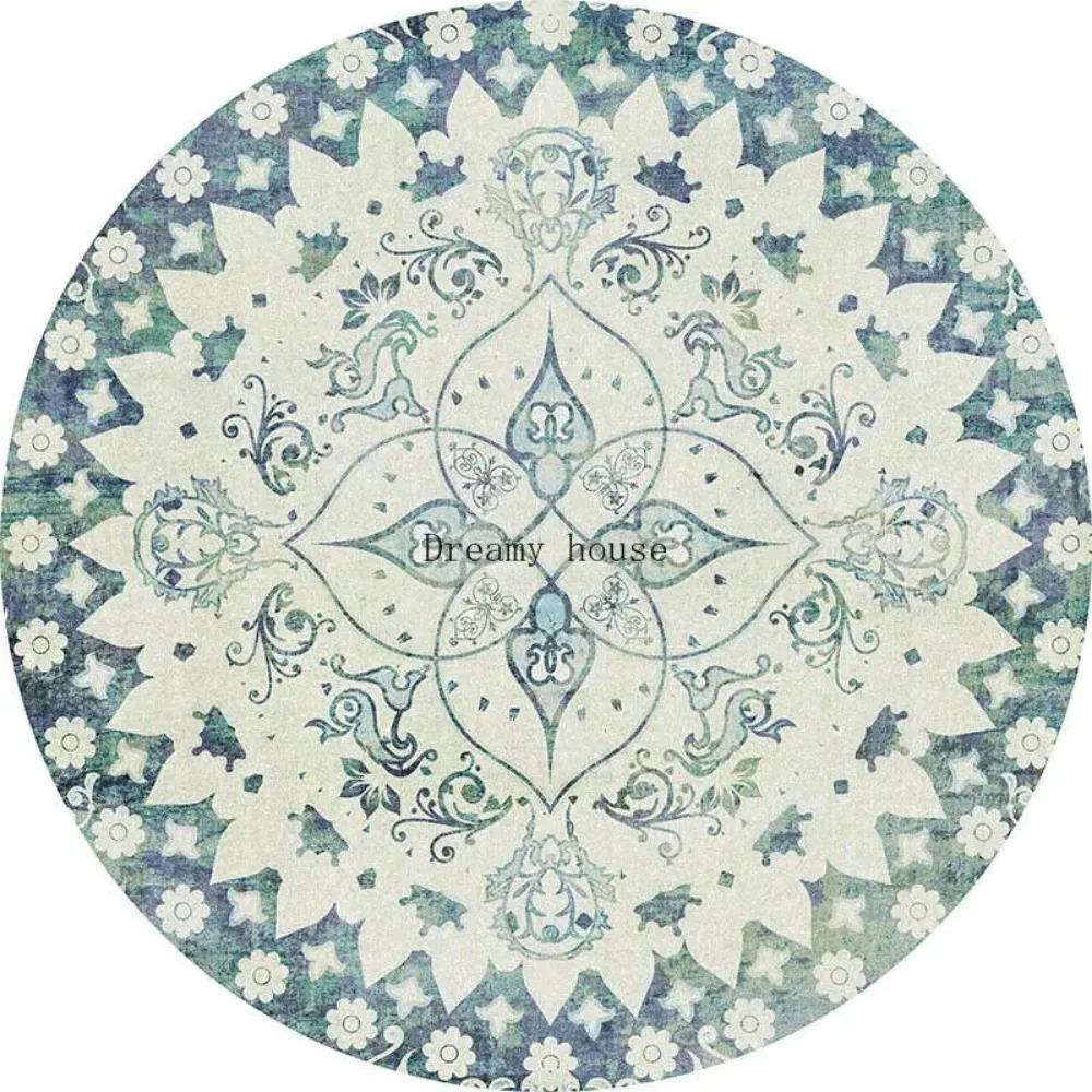 Retro Round Living Room Carpet American Hanging Chair Rugs Bohemia Bedroom Bedside Rug Home Luxury Decoration Sofa Non-slip Mat