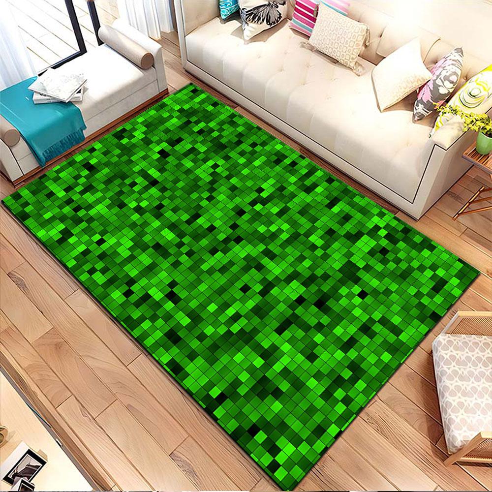 Green Pixelated Pattern Rug Patterned carpet, non slip mat suitable for living room and bedroom sofas