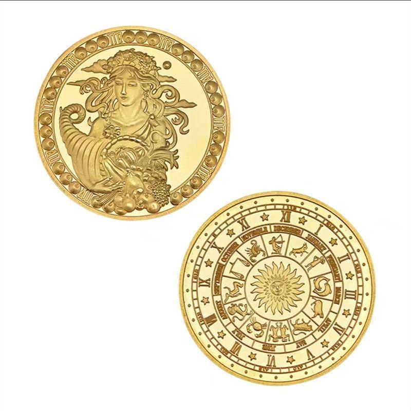 Set of 12 Zodiac Coins, Zodiac Commemorative Coins, Leo Sun God Lucky Coins, Birthday Gifts