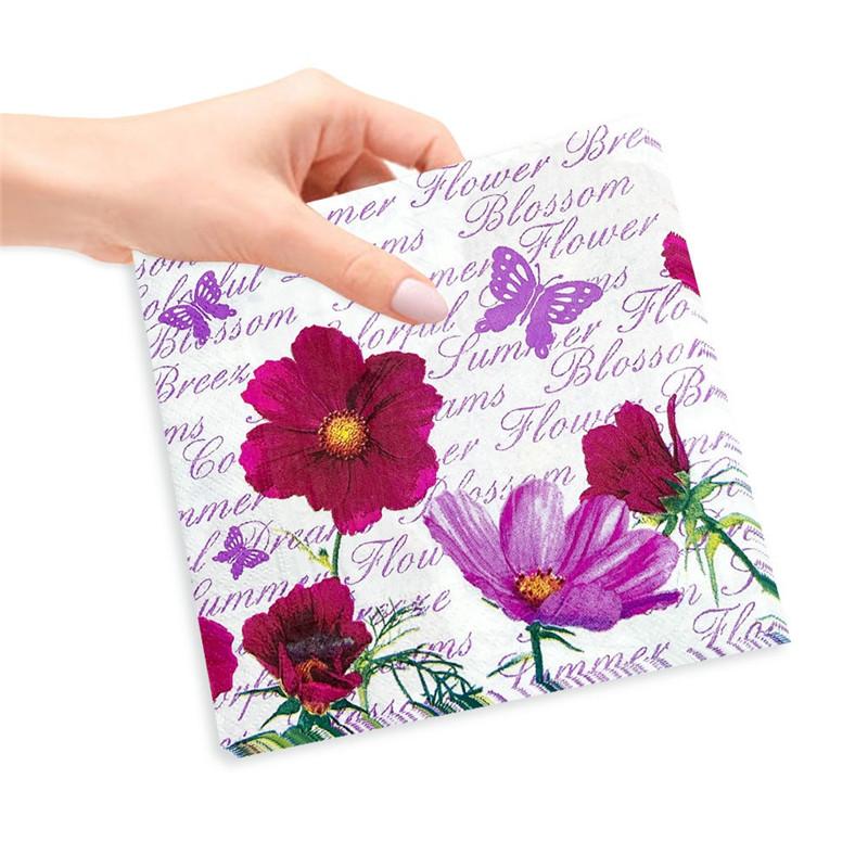 20Pcs/Pack Floral Printed Disposable Paper Napkins Decoration Wedding Party 2-Ply Square Dinner Napkin