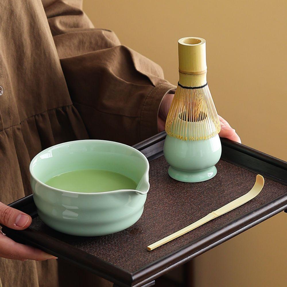 4Pcs Japanese Matcha Tea Set Ceramic Matcha Chasen Set Matcha Whisk Stand Kit  Tea Room
