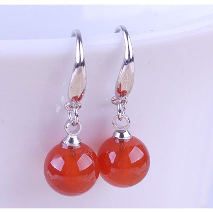Cercei pentru femei 925 Silver Gold Plated Red Pendant Earrings 2cm Simple Fashion Gift