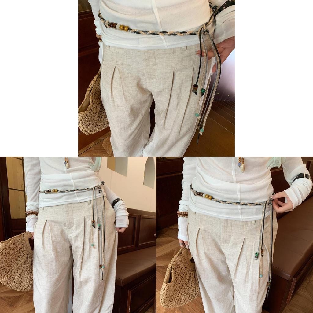 Bohemian Color Block Beaded Waist Belt For Women With Auto Buckle Summer