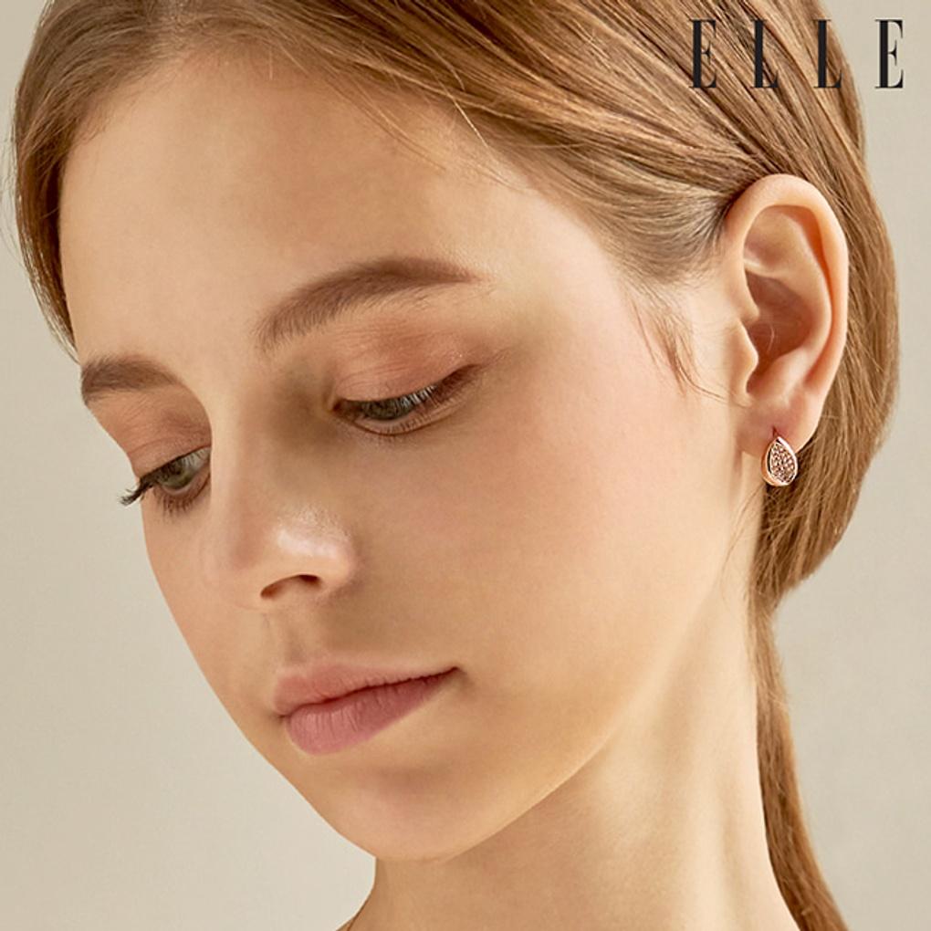 14K Water Drop Point One-Touch Earrings (Gold Pin) ELGPEE409