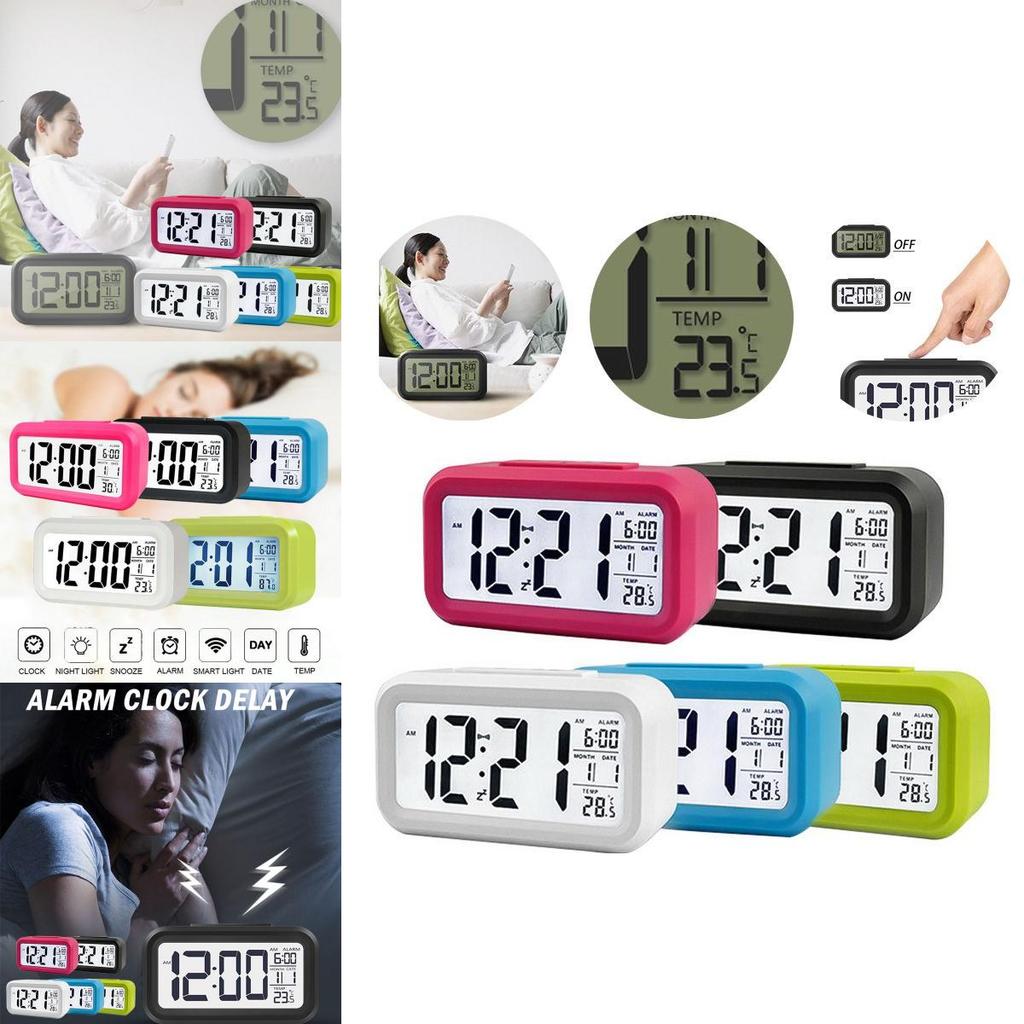 Digital Display Alarm Clock With Snooze Night Light Thermometer- Home Battery Operated