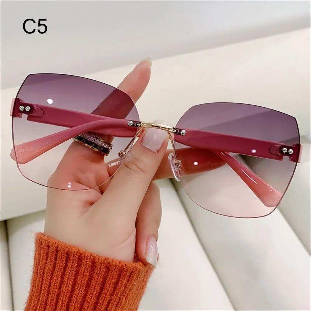 Retro Sunglasses Women Brand Designer Rimless Gradient Sun Glasses Fashion Shades Outdoor Sports Frameless Eyeglasses