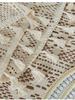 Retro Crochet Desktop Set, Countryside Style Hollow Tassel Tablecloth, Beige Fresh Square Tablecloth, Desktop, Wedding, Long Table, Dressing Table