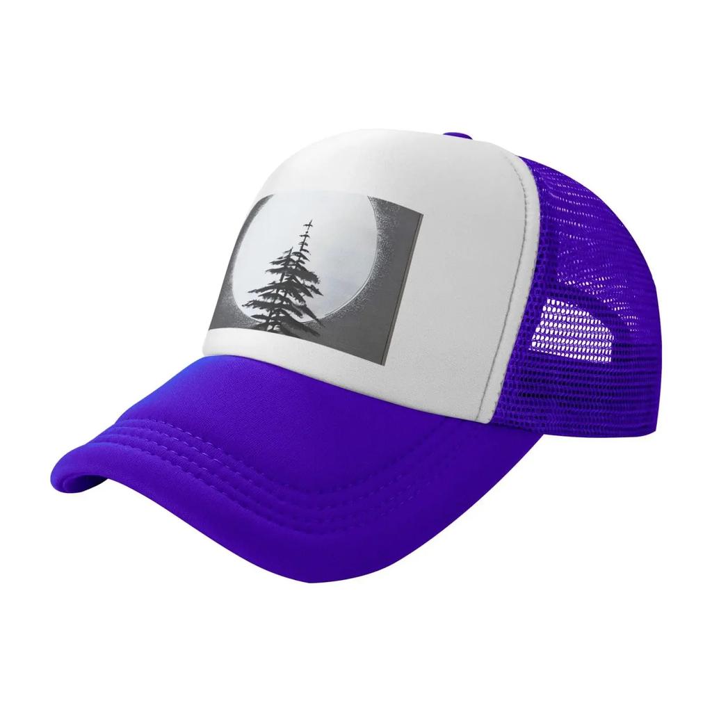 Neue Trucker-Kappen Mond Kieferbaum Druck Netz Baseballkappe Damen mit verstellbarem Snapback-Verschluss