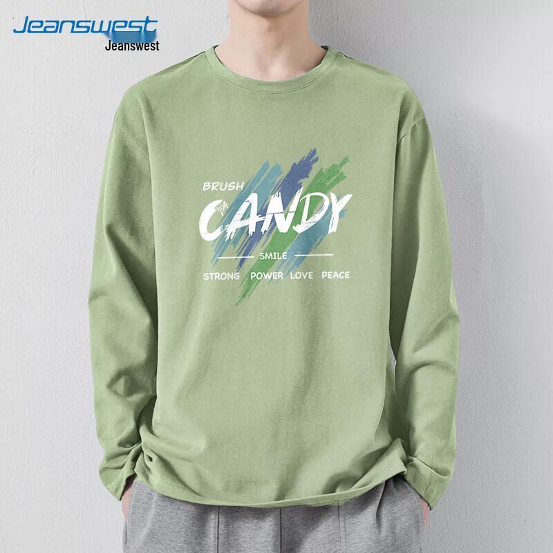 Jeanswest Men s Pure Cotton Four-Column Brush Print Long Sleeve T-Shirt 4XL