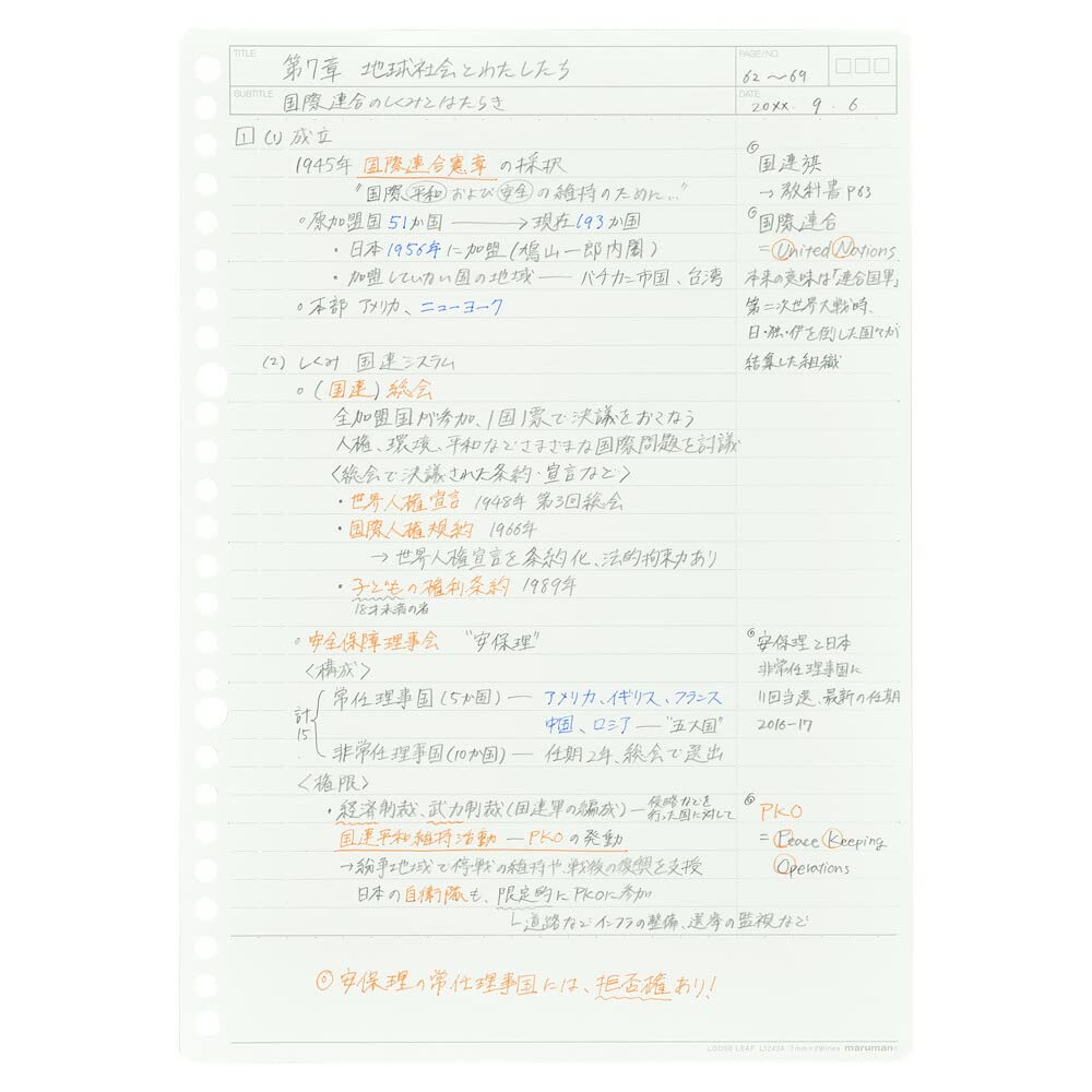 Maruman Smart Review B5 Loose Leaf Paper 7mm Ruled, Study Review Note Sheets for Binder, Japanese Stationery 10-Pack L1242A