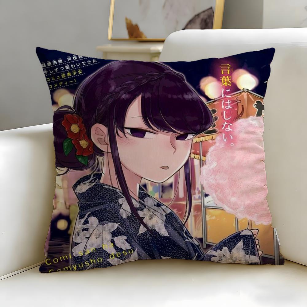 popular anime Komi Cant Communicate Cushion Cover Soft EasyWash Pillow Case Versatile for Couch Bed Travel and Office