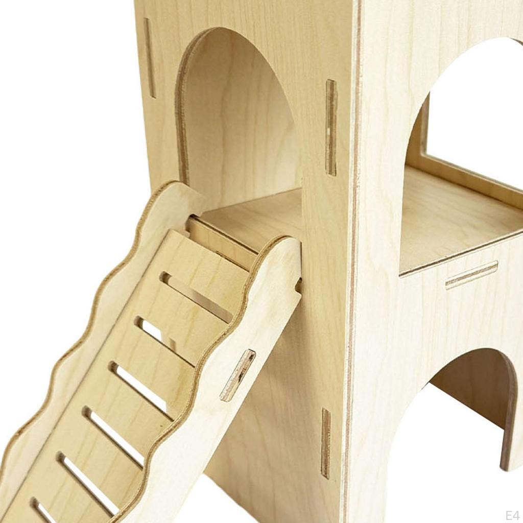 Wood Hamster Hideout Cage Accessories Habitat Decor Nest for Lemmings Dwarf Hamsters Rat