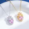 Collar Corazón Corona Rosa con Cadena para Clavícula de Acero de Titanio - Diseño Elegante y Versátil.
