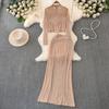 Influencer Picks 2024 Summer New Arrival Elegant Socialite Heavy Embroidery Hot Drilling Yarn Tops + Long Sheath Skirt Suit
