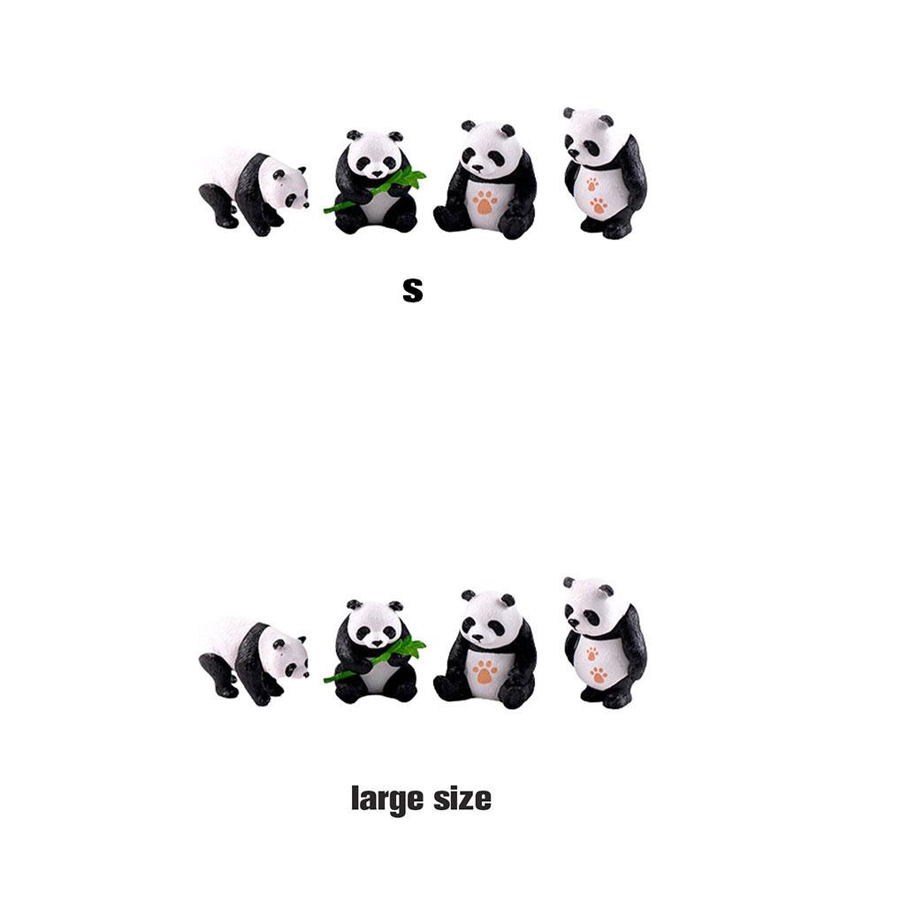 4Pcs Panda Decoration Figurine Cutely Ornaments Animal Accessory Landscape Simulation Miniatures Micro Garden Gift