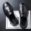 Autumn new men's business dress leather shoes one pedal loafers first layer cowhide fashion trend wedding derby shoes