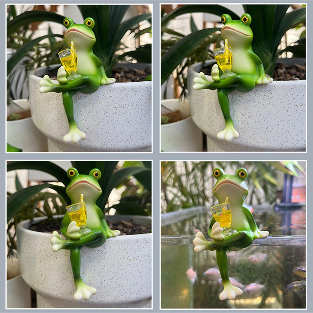 Resin Statue Garden Decoration Green Frog Flower Pot Hanger Figures Balcony Decoration Garden Frog Figures Pot Decors