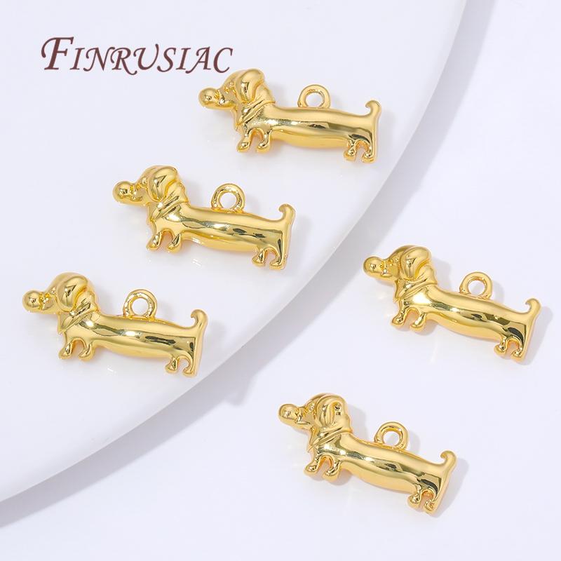 2/4/6Pcs 18K Gold Plated Brass Dog Charm For Jewelry Making DIY Animals Necklaces Bracelets Making Accessories