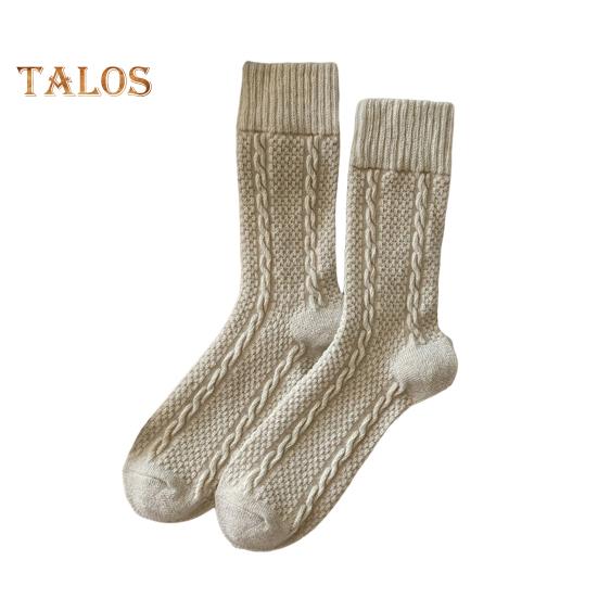 

1 пара зимних носков унисекс, однотонные, средней длины, нескользящие, толстые, сохраняющие тепло, скрученная текстура, впитывающие пот, носки-тапочки для повседневной носки, для разных случаев хаки