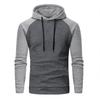 Men's Casual Patchwork Color Small Square Grid Hoodie Slim Fit Top Winter Round Neck Sweatshirts