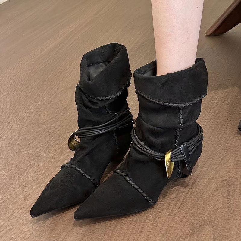 Winter Neue Damen Schuhe Stiefel Spitze Casual Schuhe Mädchen Pumps Outdoor Schlupfschuh Westernstiefel