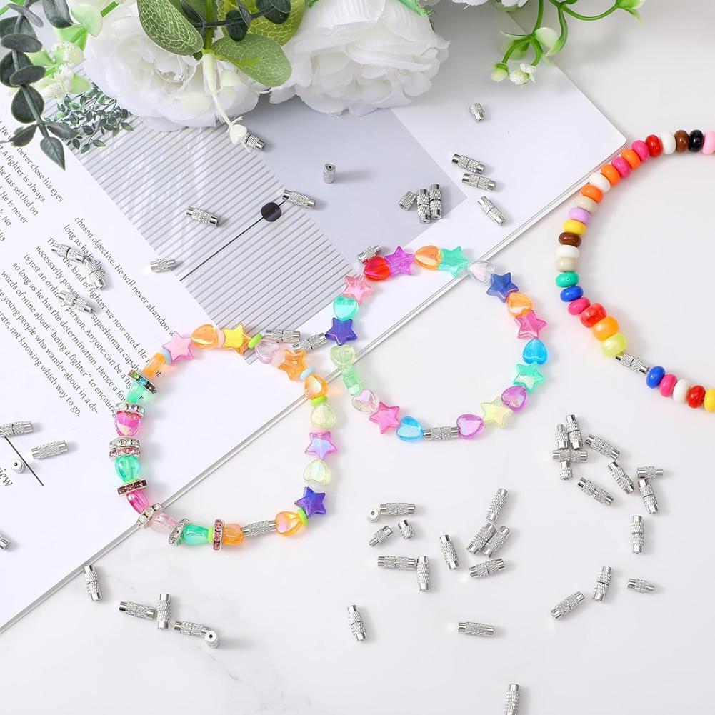 A95D-Screw Clasps For Jewelry Making- Silver Brass 100 Pcs, DIY Bracelet Clasps, For Necklace Clasps For Crafting Projects