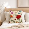 Floral Cushion Cover, 18x18 Inch Decorative Throw Pillow Cover with Hidden Zipper, Plant Insect Flower Patterns, Cushion Case for Sofa Car Home Decor