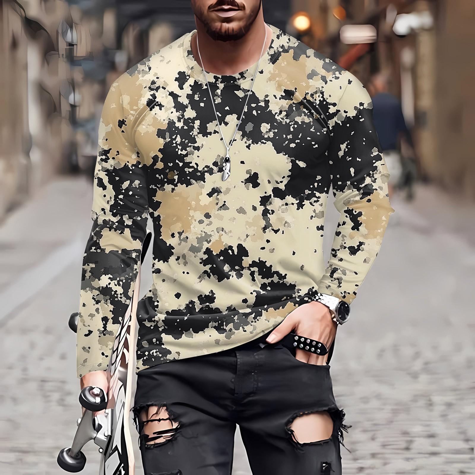 

Муж. Футболка Круглый вырез Одежда Одежда На открытом воздухе Длинный рукав С принтом Модельер Винтаж L чёрный