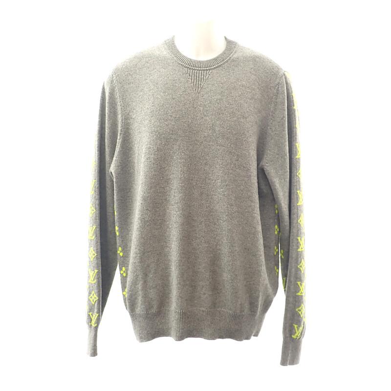 LOUIS VUITTON  XL knit gray/yellow cashmere mens