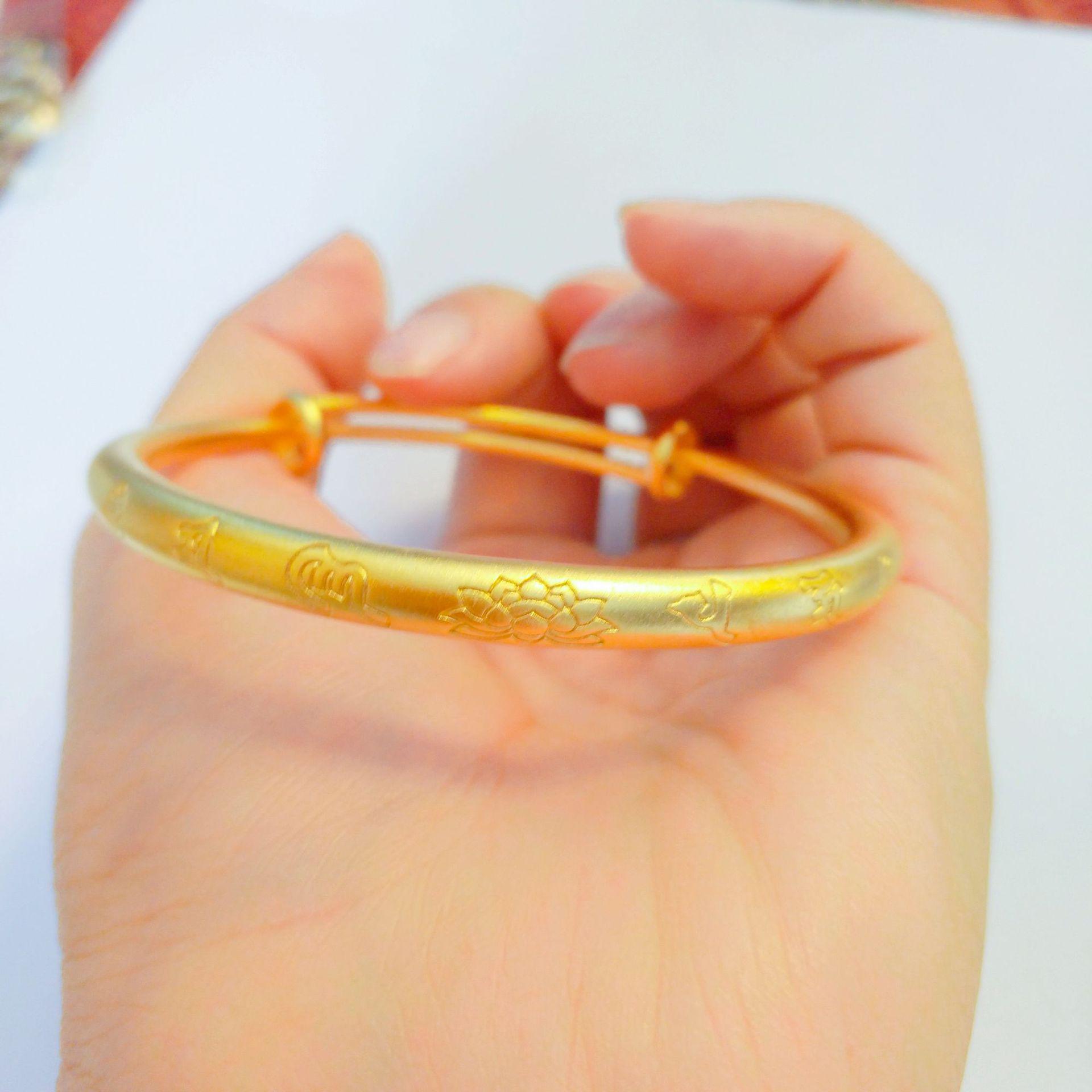 Лотос Шестисложная Мантра Вьетнамский Песочный Золотой Браслет - Женский Ретро Раздвижной Браслет