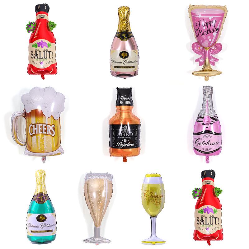 Champagne Whiskey Wine Bottle High Stem Glass Balloon for Parties and Celebrations