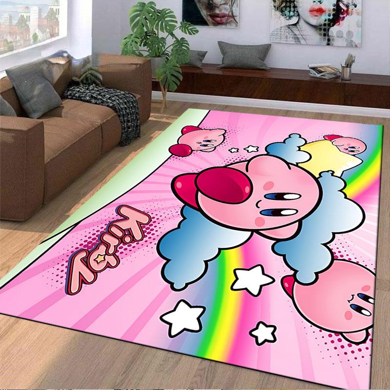 Kirby Pink Cartoon Carpet suitable as a non-slip mat for the living room or bedroom sofa