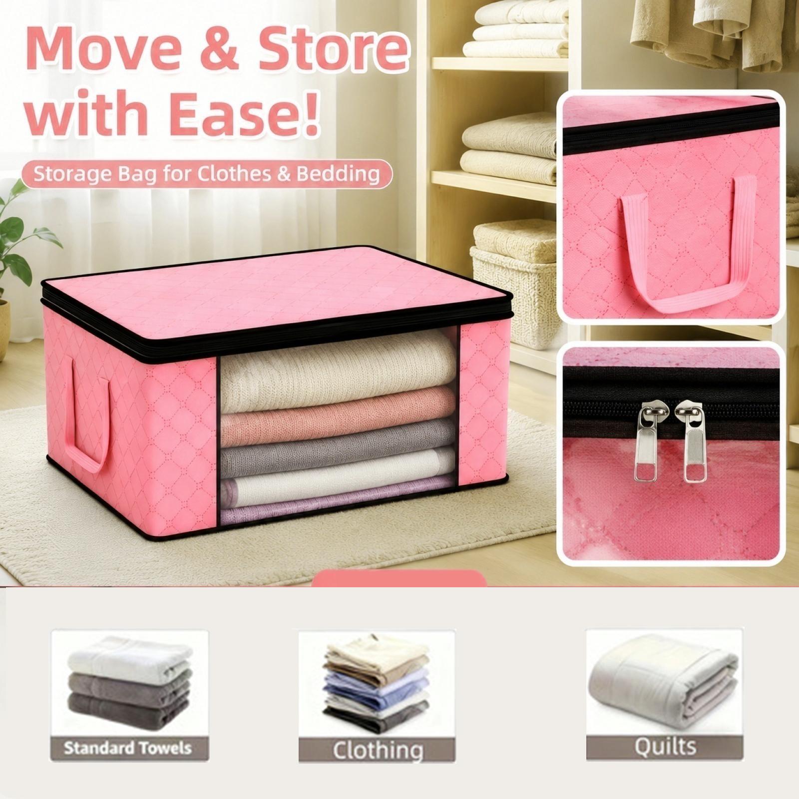 Moving Bags for Clothes and Bedding, Non-Woven Fabric Storage Bags for Moving one size розовый