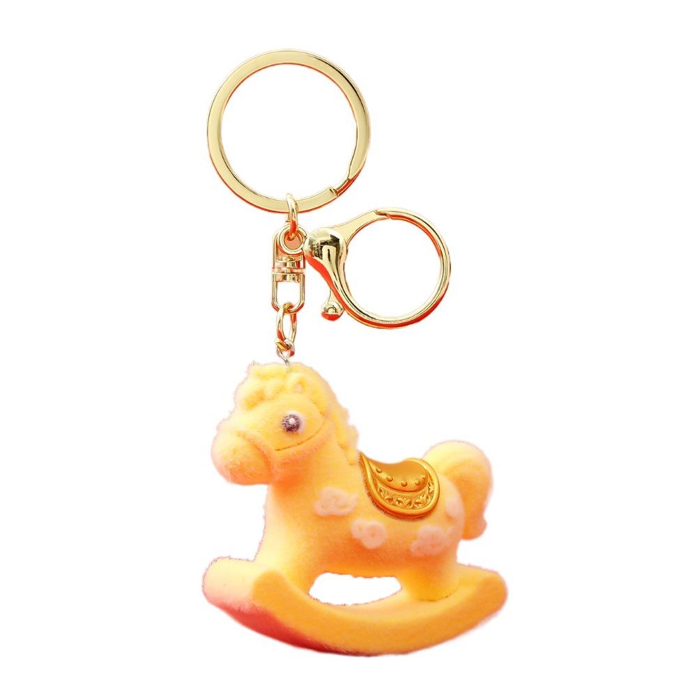 

Cartoon Horse Year Pendant Keyring Bag Hanging Charm Trendy Rubber Pony Dolls Bag Decor жовтий