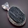 Schwarzer Turmalin Edelstein Handgefertigter 925 Sterling Silber Schmuck Anhänger 2,17" AH-748