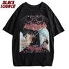 Black Source  ANIME MANGA VINTAGE WASH UNISEX TSHIRT  Octopus Men Harajuku TShirt Japanese Style
