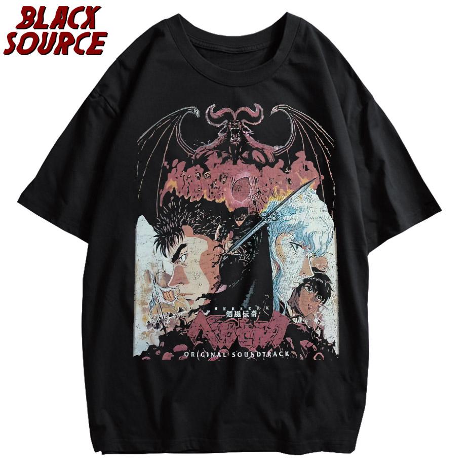 Black Source ANIME MANGA VINTAGE WASH UNISEX TSHIRT Octopus Men Harajuku TShirt Japanese Style