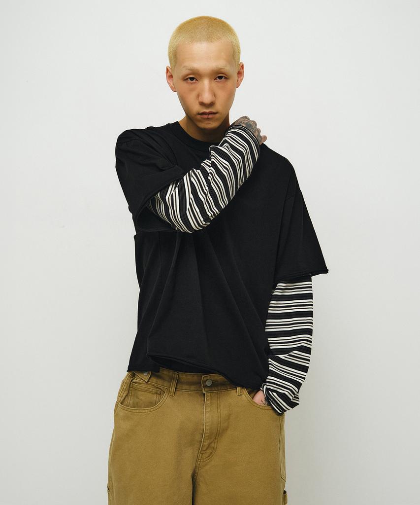 ENDOOR Layered Stripe Long Sleeve (Black)