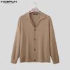 INCERUN Men's Lapel Neck Long Sleeve Buttons Knitted Casual Cardigan Tops