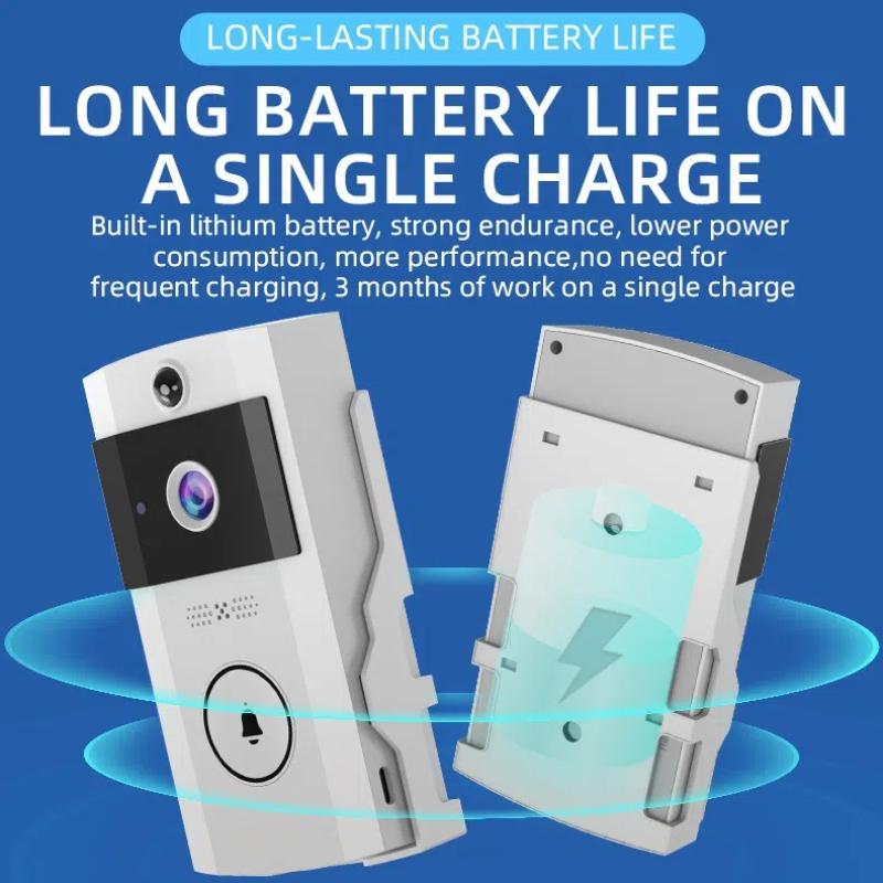 HD Wireless Video Doorbell with Optional Solar Charging Rain Cover, Ultra Long Standby, Voice Changing, Intercom Monitoring, Automatic Power Storage